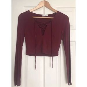 A'GACI DARK RED CROP TOP